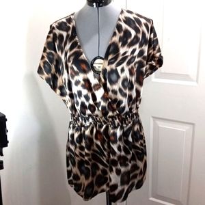 Womens Top 1X Faux wrap